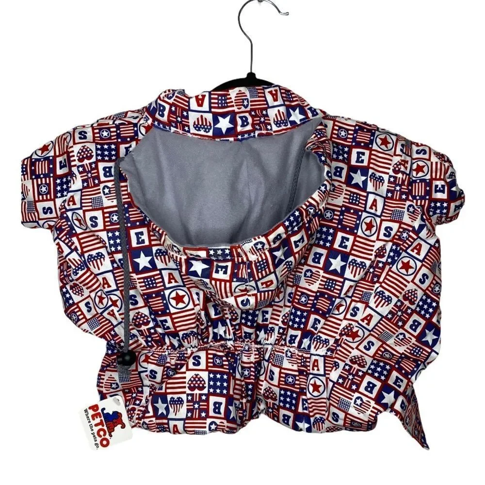 Dickens Closet Patriotic‎ Flag Dog Parka nwt